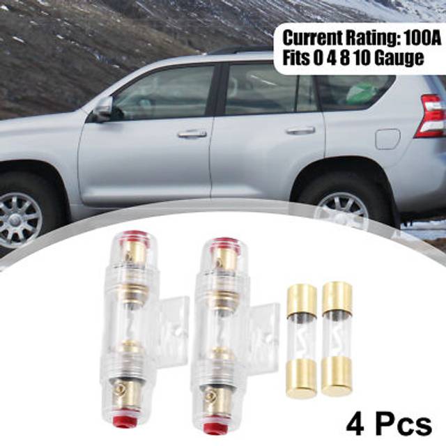 2pcs 100a Inline Agu Fuse Holder Fits 4 8 10 Gauge Wire With 2pcs 100amp Fuse