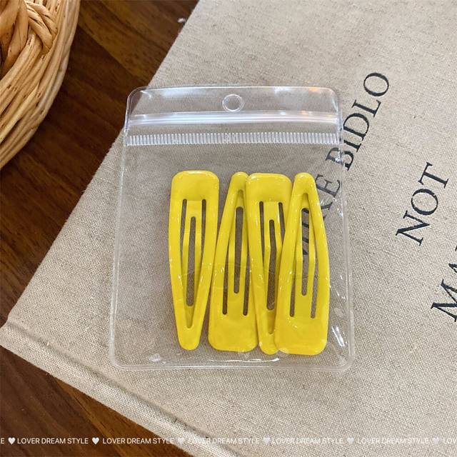 (4 yellow teardrop bb clips set) New dopamine candy color bb clip hairpin sweet simple bangs clip side clip hair accessories for women
