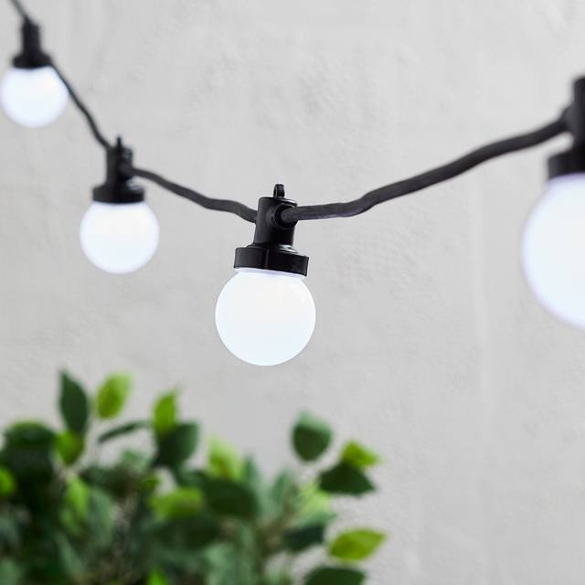 Pro Connect 10m 20 White Connectable Festoon Lights Black Cable