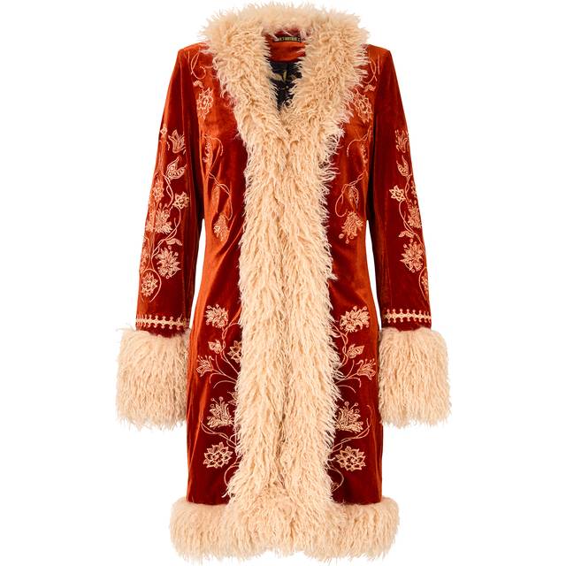 Women's Boho Girl Embroidered Boutique Coat - Size 10 - Burnt Orange - by Joe Browns
