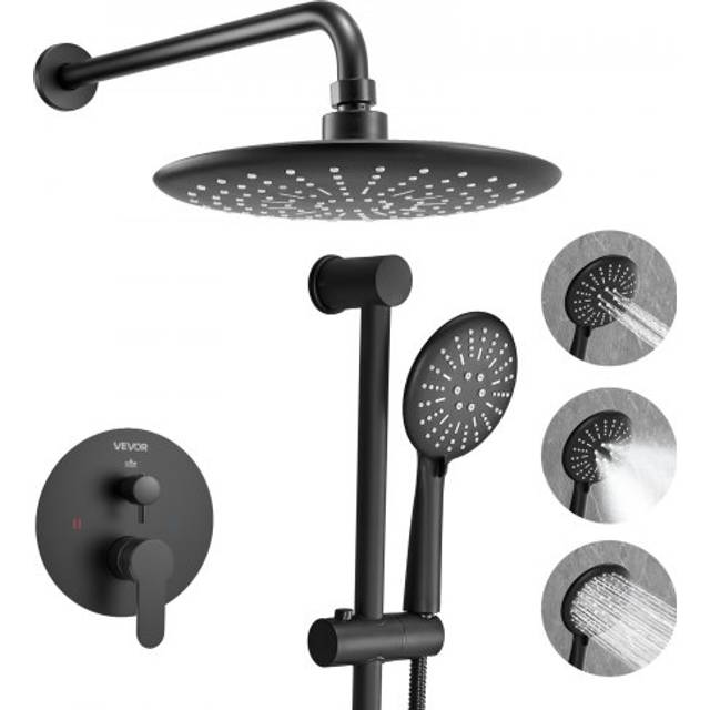 VEVOR Shower Faucet Set, Rainfall Bathroom Shower System with 9-Inch (23cm) Round Rain Shower Head and Handheld Spray, Wall Mounted Bath Fixtures
