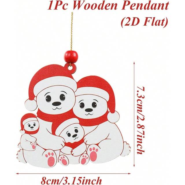 (Pendant 2-4) Christmas Wooden Family Pendant Christmas Decorations For Home 2025 Navidad Gift Xmas Tree Hanging Ornament Happy New Year 2026