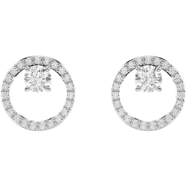 Swarovski Constella Rhodium Plated Round Crystal Stud Earrings - Silver