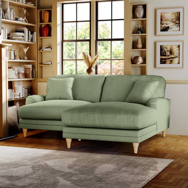 Elfur 2 - Piece Upholstered Sofa & Chaise - Tropical Green (95cm H X 204cm W X 167cm D)