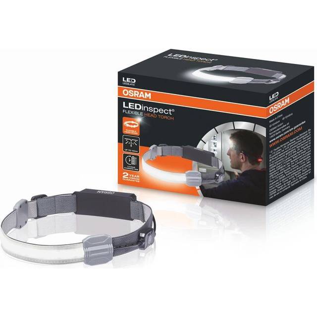 OSRAM LEDinspect FLEXIBLE HEAD TORCH, LED-inspektionslampa, 6000K, justerbart pannband, uppladdningsbar lampa med tre ljusnivåer