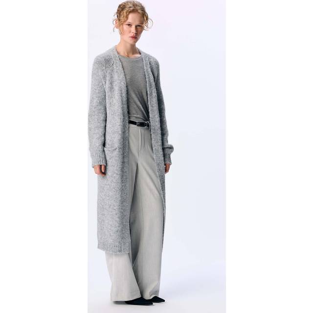 Object Objmilu Long Knit Cardigan Lang Striktrøjer - Grå