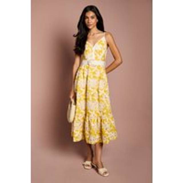 Coast Yellow Midi Dress Womens Occasion Dresses