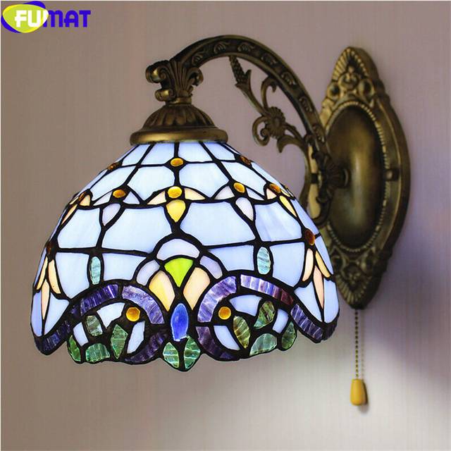 (5) Tiffany Retro Mermaid Wall Lamps Stained Glass Baroque Asile Stair Wall Mounted Art Decor Sconce Bedside Bedroom