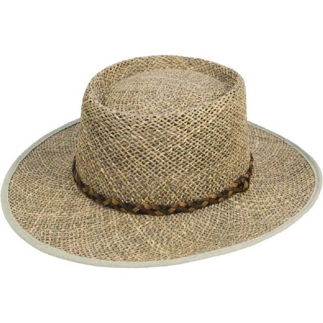 Mens 100% Straw Seagrass Summer Panama Fedora Trilby Sun Hat