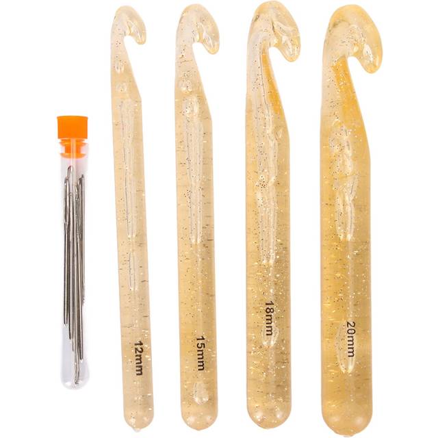 4 Sizes Large Crochet Hook Set 12mm to 20mm Ergonomic Handle Big Crochet Hooks for Blankets Hats