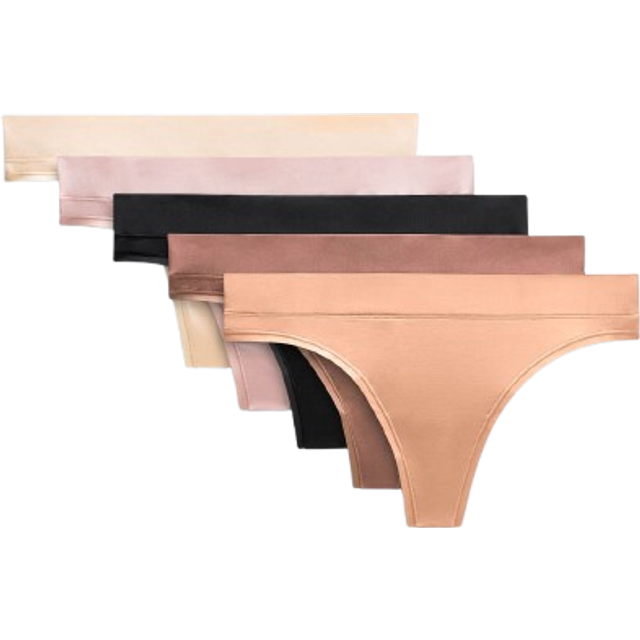 lululemon – Women's UnderEase Mid-Rise Thong Underwear 5 Pack – Color Black/Pink/Khaki – Size Small - Black/Twilight Rose/Pink Clay