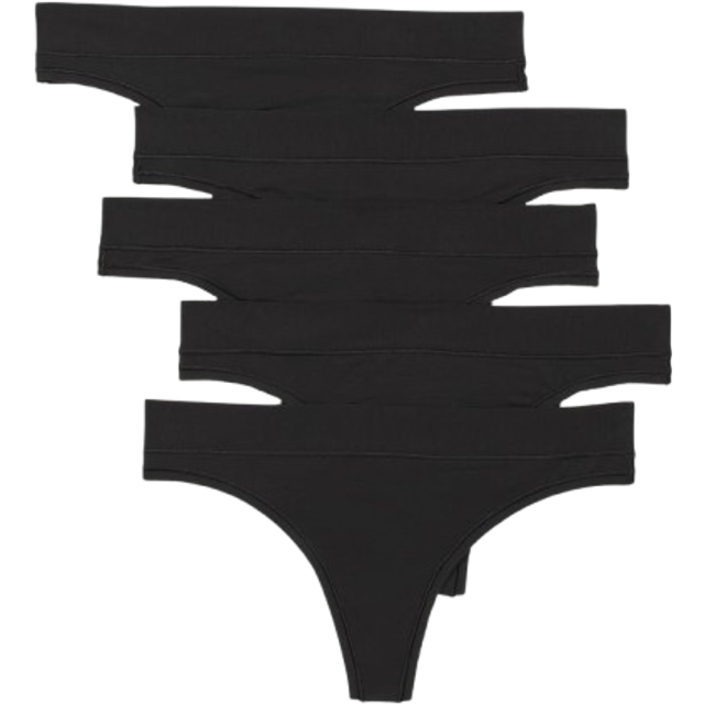 lululemon – Women's UnderEase Mid-Rise Thong Underwear 5 Pack – Color Black – Size Large