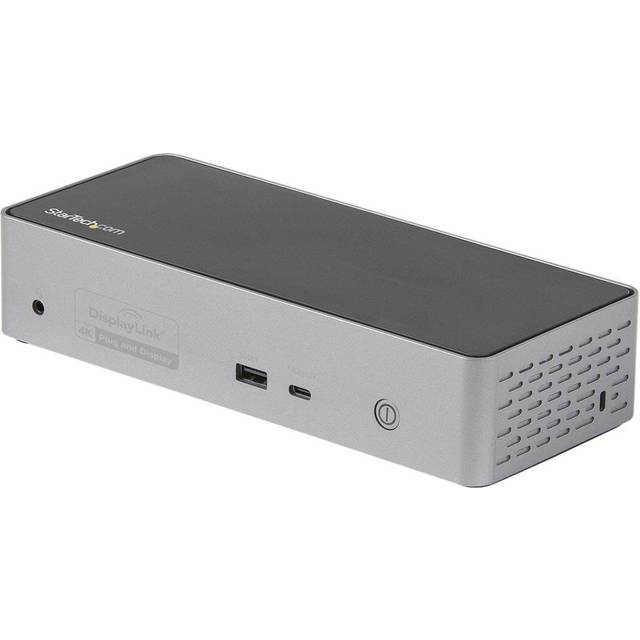 StarTech.com USB C-docka – 4K 60Hz Quad Monitor DisplayPort och HDMI – universell USB-C-dockningsstation med 100 W strömförsörjning – USB-hubb med 1 x USB Type-C & 3 x USB-A, Ethernet, ljud