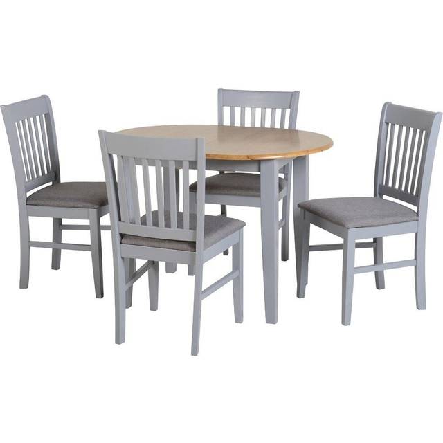 Seconique Oxford 4 Seater Extending Dining Set Grey and Natural Oak