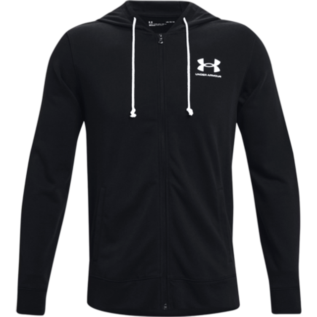 Under Armour Logo Print Zip Hoodie Jacket Men Outerwear Black 1370409-001 L