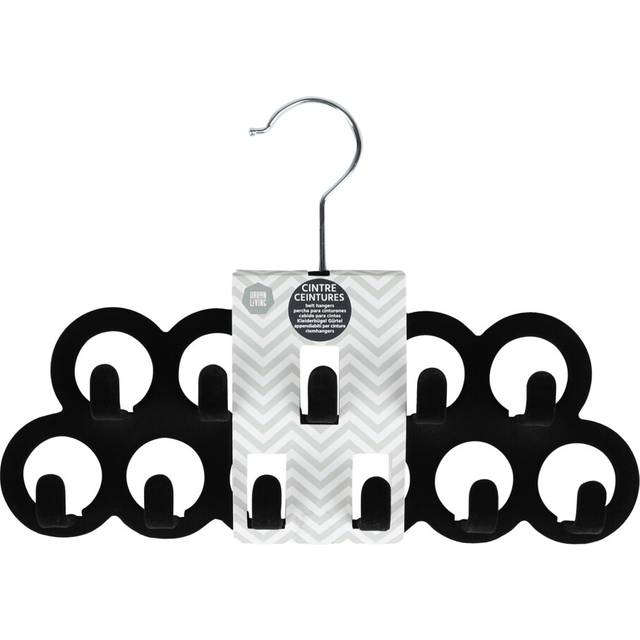 (Black) Velvet Scarf Hanger with Belt Hooks Non Slip Flocked Tie Accessories Black Grey