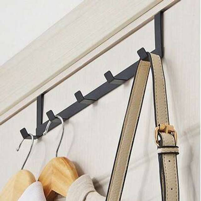 SHEIN 1/2pcs Door Hanger With 5 Hooks, Sturdy Coat Rack For Jacket, Hat, Bathrobe, Towel, Bedroom, Closet Organization