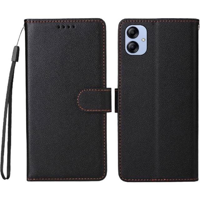 (Black) Flip Case for Samsung Galaxy A04e 4g Wireless Charging Magnetic Car Mount Wallet Crad Slot