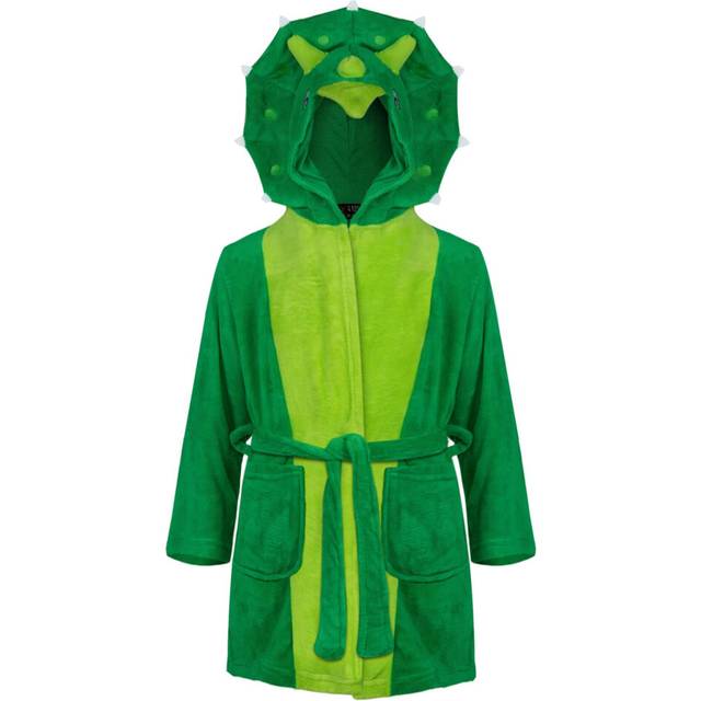 (9-10 Years, Triceratops) Kids Bathrobe Animal Face Dinosaur Hooded Towel