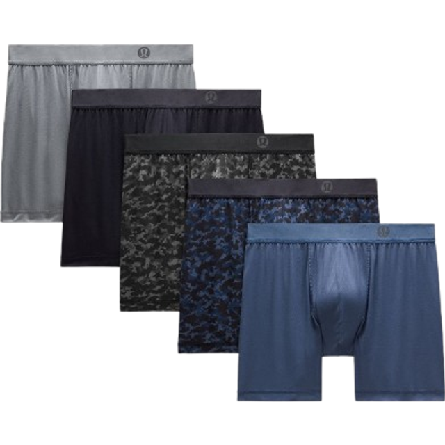 lululemon – Men's Always In Motion Boxer Briefs 5 Pack – 5" – Color Camo/Grey/Black – Size 6 - Thawed Camo Mini Wp Traverse Grey Graphite Grey Black/Thawed Camo Mini Wp Blue Twill Onyx Blue Nightmoth/Nightmoth - 2XL