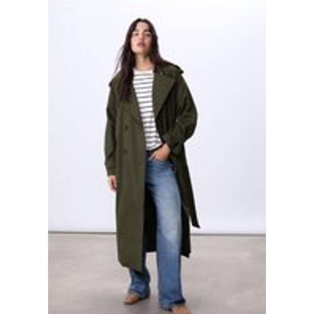 Stradivarius Long oversize trench coat Green L