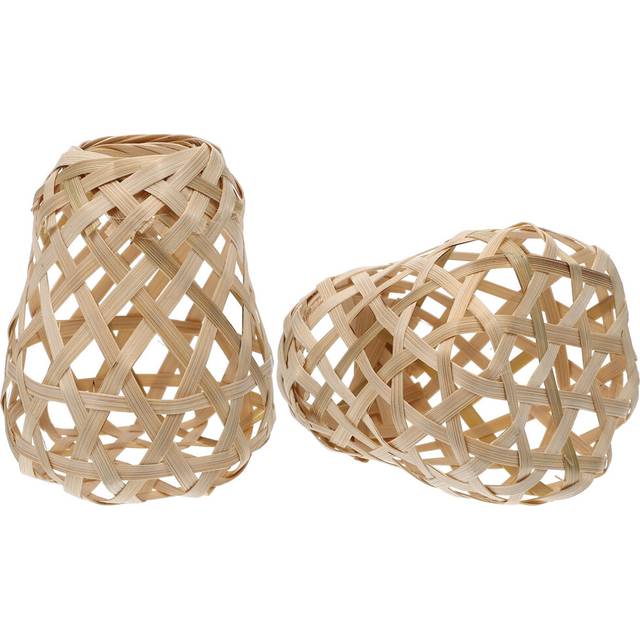 2 Sets Bamboo Woven Ceiling Lampshades Hanging Light Covers 2pcs x 2