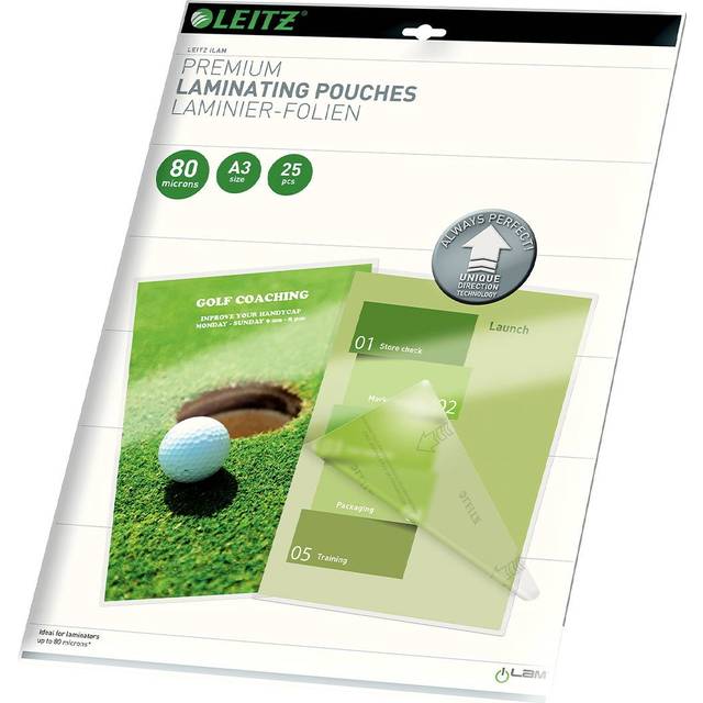 LEITZ iLAM 74860000 80 Micron A3 Laminating Pouches - 25 Pack