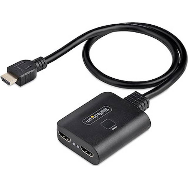 StarTech.com 2-portars HDMI-splitter - HDMI 2.0-video 4K 60Hz - 4K HDMI-splitter med 1 ingång 2 utgångar - 1 x 2 HDMI-utgång, HDR/HDCP-utgång med 50 cm inbyggd kabel (HDMI-SPLITTER-4K60UP)