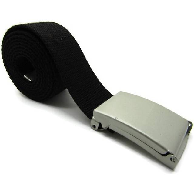 Unisex Quality Cotton Plain Webbing Canvas Belt Silver Buckle Size 52'' 18/20