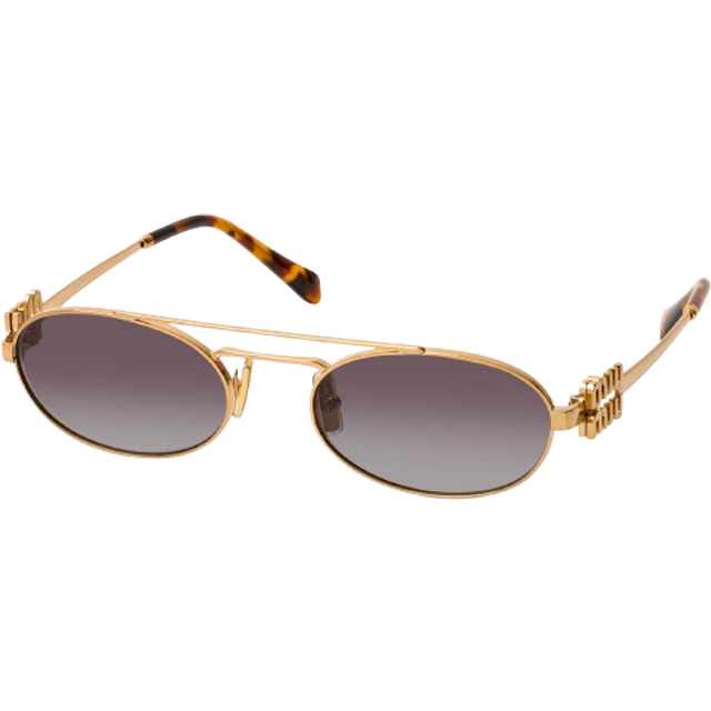 Miu Miu Woman MU 54ZS  7OE5D1 Sunglasses Metal Gold Grey Round Normal Shaded