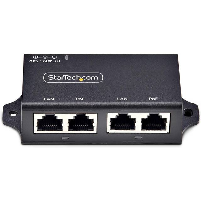 StarTech.com 2-Port Gigabit Midspan PoE+ Injector 10/100/1000Mbps PoE+ (802.3af/at) 30W 1Gbps Ethernet Wall Mountable Unmanaged Inline Power Over Ethernet