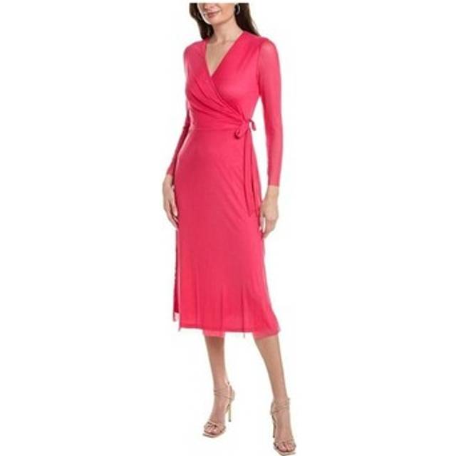 Anne Klein Womens Midi Dress Wrap Peasant Dress