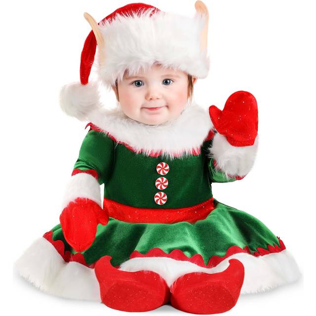Christmas Elf Girl's Infant Costume | Kid's Elf Costumes - Green&#47;Red&#47;White (0/3mo)