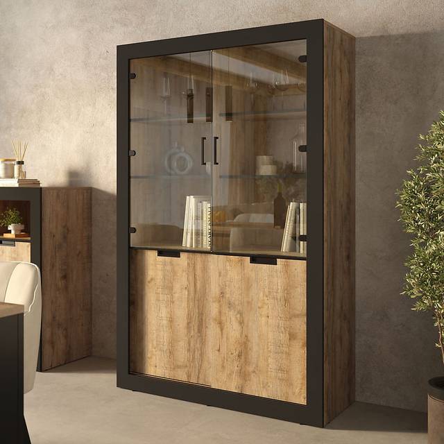 Tudor 12 Tall Display Cabinet 120cm - Mirrored Display Cabinet for Showcasing Glassware, Collectibles, or Books