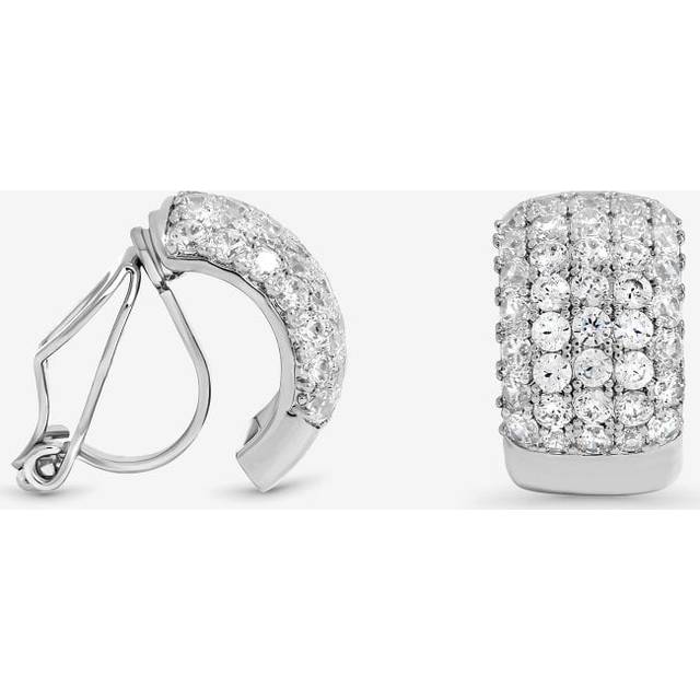 Jon Richard Jon Richard Rhodium Plated Multirow Crystal Clip Earrings