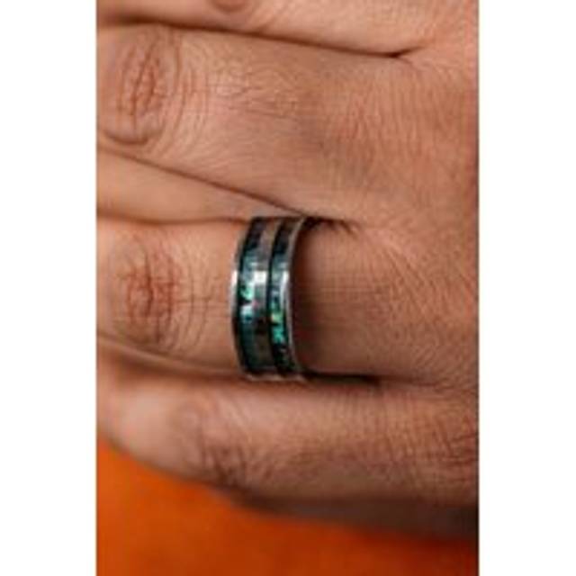 8mm Stainless Steel Unisex Wedding Sea Shell Silver Ring Bands - 12