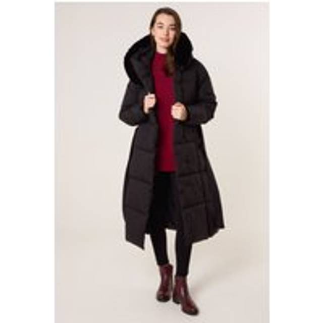 Blue Vanilla Black Long Puffer Faux Fur Hooded Coat - M