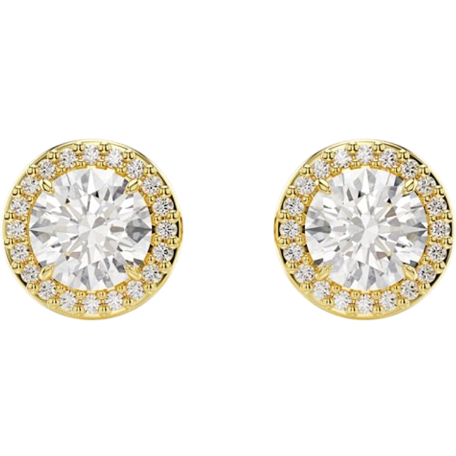 Swarovski Una Gold Round Cut Stud Earrings