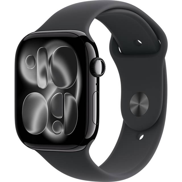 Apple Watch Series 11 GPS 46 mm gagatsvart aluminum, svart sportband - M/L