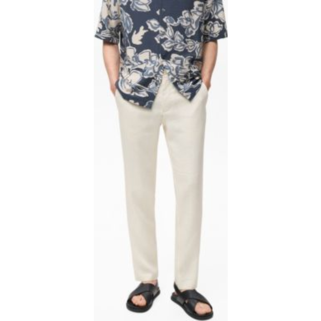 Slim-fit 100% linen trousers off white - Man - 38 - MANGO MAN - Off White