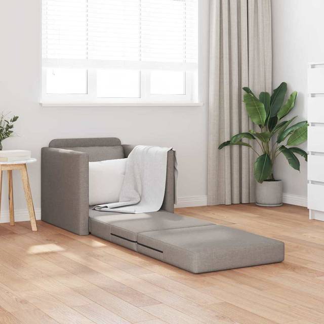 vidaXL Floor Sofa Bed with Cushion Taupe 74 x 77 x 81 cm Fabric