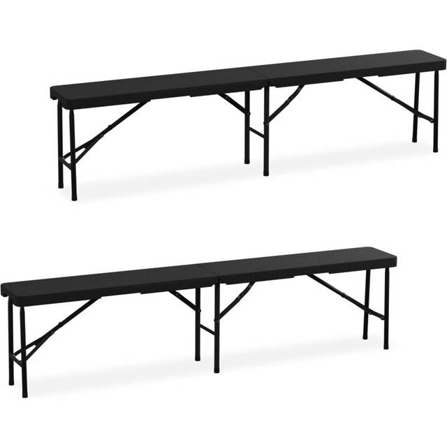 Relaxdays - Set of 2 Picnic Benches, Foldable, for Pub, Garden or Campsite, up to 150kg each, hwd: 42 x 100 x 25 cm, Black