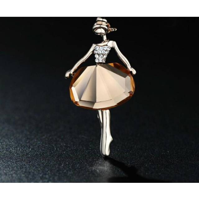 (brown) Clothes Elegant Women Prom Jewelry Gift Classic Fashion Girls Ballet Dance Brooch Badge