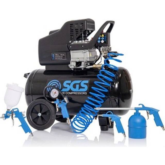 SGS 50 Litre Direct Drive Air Compressor & 5 Piece Tool Kit - 9.6CFM 2.5HP 50L