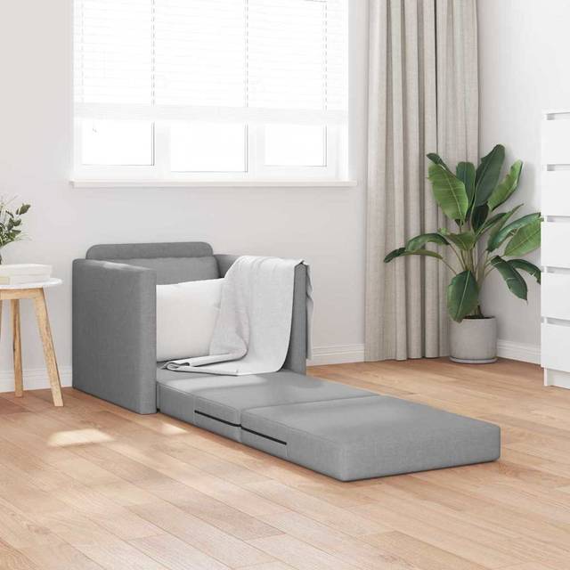 Floor Sofa Bed with Cushion Light grey 74 x 77 x 81 cm Fabric Vidaxl
