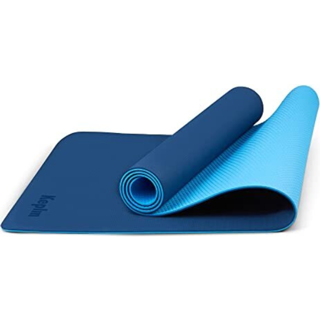 Keplin Kayman Yoga Mat, Exercise Mat With Carry Strap, Comfortable Training & Workout Floor Mat For Home Or Outdoor, Gym (Navy/lightblue) - One Size