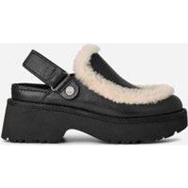 UGG® Esmee Leather Clog in Black, Size 4, Leather/Polyester