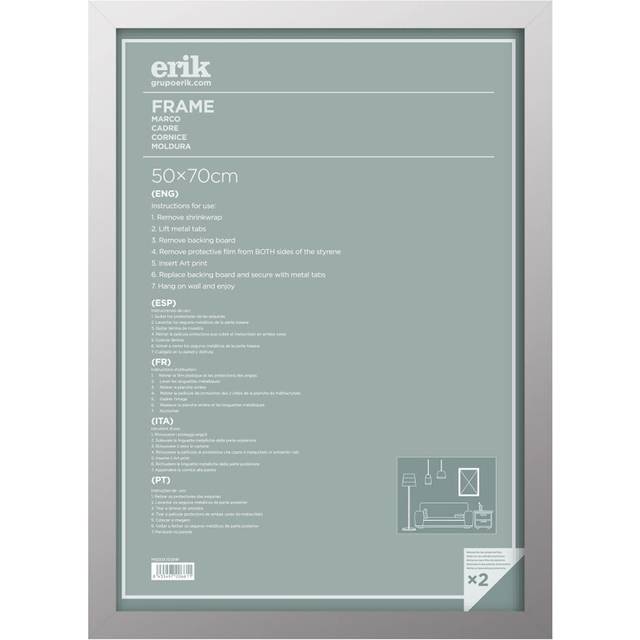 Grupo Erik - Photo Frame 50 x 70 cm for Wall ? Frame 50 x 70 Silver ? MDF Wooden Frame/Ideal for Decorative Print Home Decoration, Plata