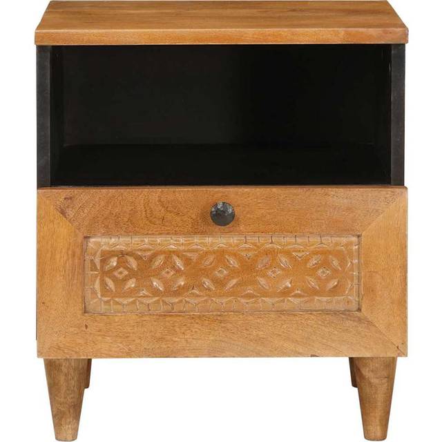 Bedside Table Light Brown 40 X 33 X 46 Cm Solid Mango Wood (46cm H X 40cm W X 33cm D)