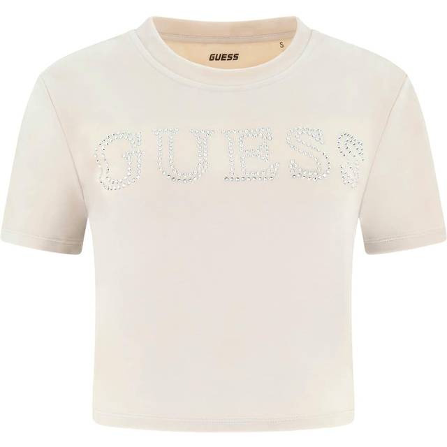 Guess Velvet Cropped T-Shirt - Beige